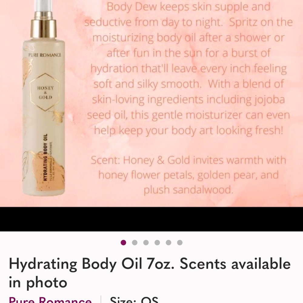 Pure Romance Hydrating Body Oil Collection check for scents